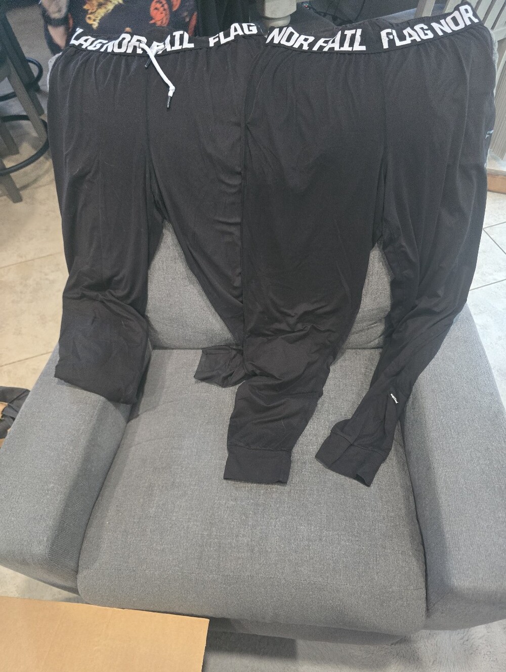 flag nor fail Black Track Joggers with Logo Waistband